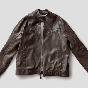 Sonoma Chocolate Brown Faux Leather Jacket w Faux Fur Lining